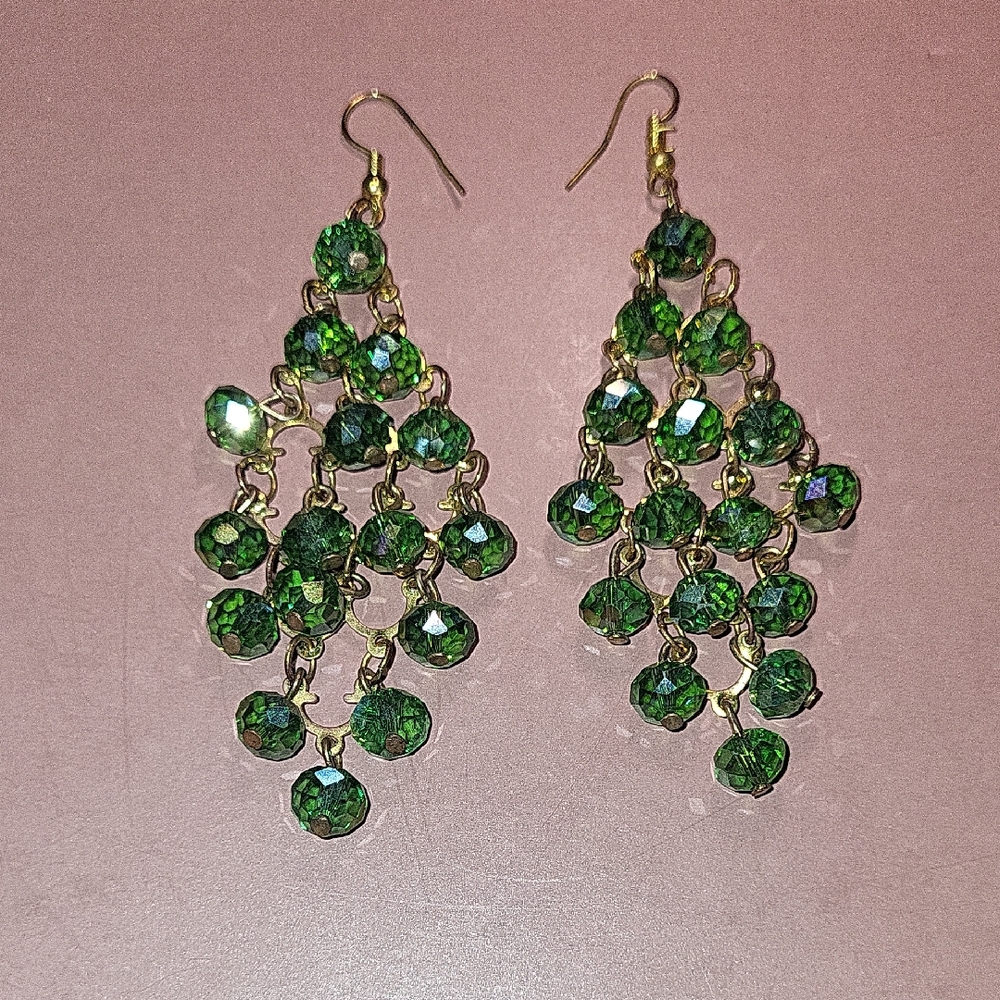 Elegant Green Chandelier Earrings